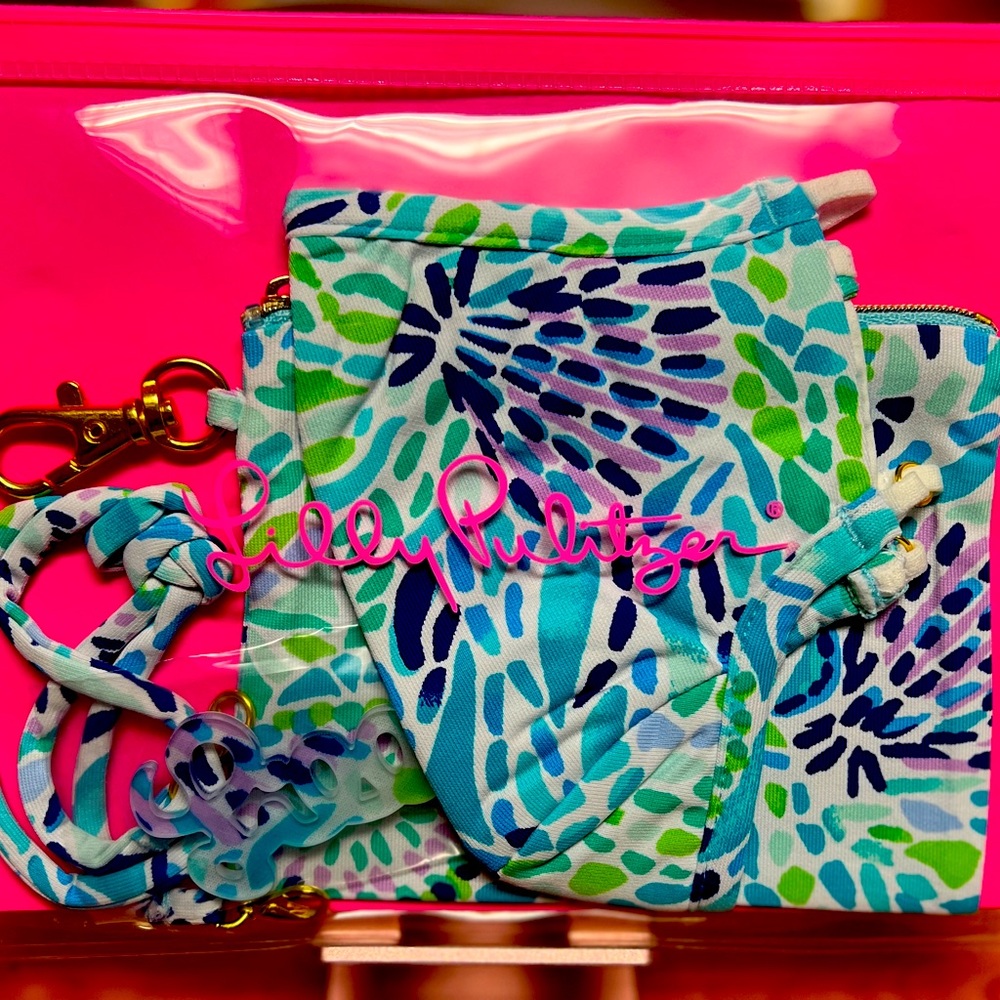 LILLY PULITZER ADULT ON THE GO MASK SET IN BLUE IBIZA *BRAND NEW NEVER…